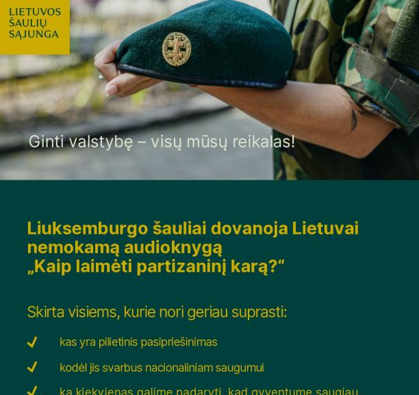 Liuksemburgo šauliai dovanoja Lietuvai nemokamą audioknygą 