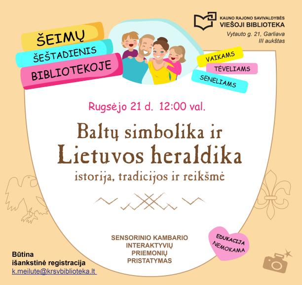 Šeimų šeštadienis bibliotekoje: Baltų simbolika ir Lietuvos heraldika