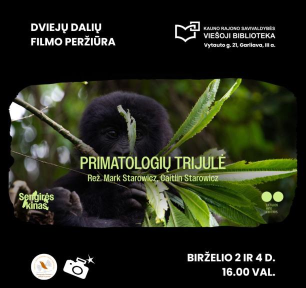 SENGIRĖS KINAS Kauno rajono savivaldybės viešojoje bibliotekoje: PRIMATOLOGIŲ TRIJULĖ