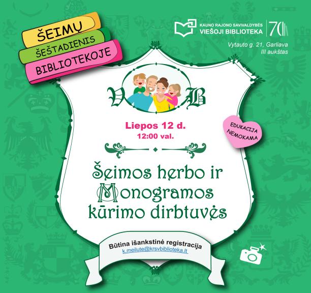 Šeimų šeštadienis bibliotekoje: šeimos herbo ir monogramos kūrimo dirbtuvės