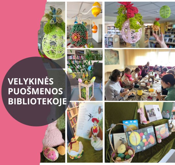 Velykoms pasipuošusi biblioteka