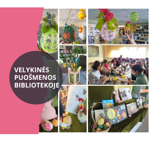 Velykoms pasipuošusi biblioteka